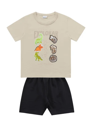 Fakini Kids - Conjunto Camiseta e Bermuda Bege - FAKINI KIDS
