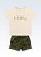 Fakini Kids - Conjunto Camiseta e Bermuda Cinza - variação: Bege