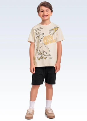 Fakini Kids - Conjunto Camiseta e Bermuda Bege - FAKINI KIDS