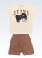 Fakini Kids - Conjunto Camiseta e Bermuda Bege - variação: Bege
