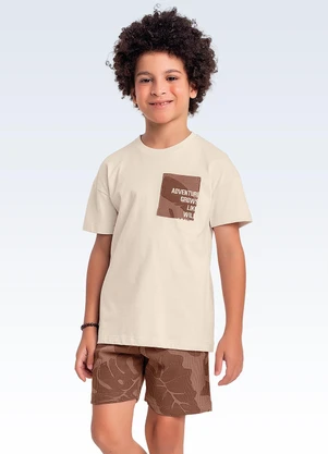 Fakini Kids - Conjunto Camiseta e Bermuda Bege - FAKINI KIDS