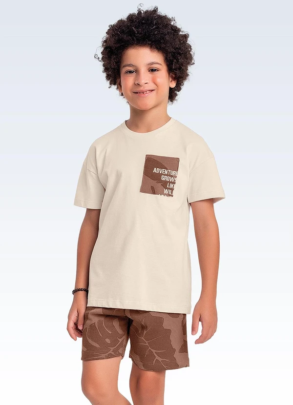 Fakini Kids - Conjunto Camiseta e Bermuda Bege