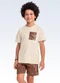 Fakini Kids - Conjunto Camiseta e Bermuda Bege - variação: Bege