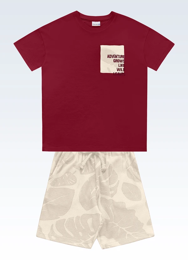 Fakini Kids - Conjunto Camiseta e Bermuda Bege