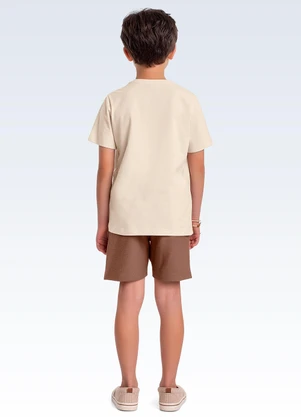 Fakini Kids - Conjunto Camiseta e Bermuda Bege - FAKINI KIDS