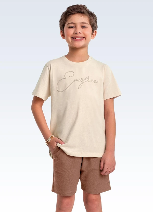 Fakini Kids - Conjunto Camiseta e Bermuda Bege