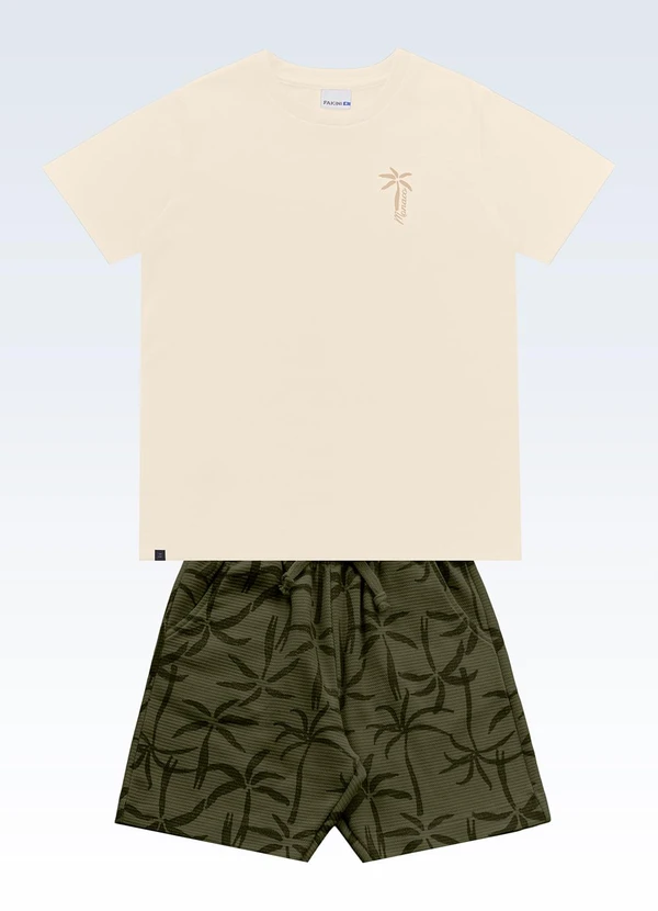 Fakini Kids - Conjunto Camiseta e Bermuda Bege