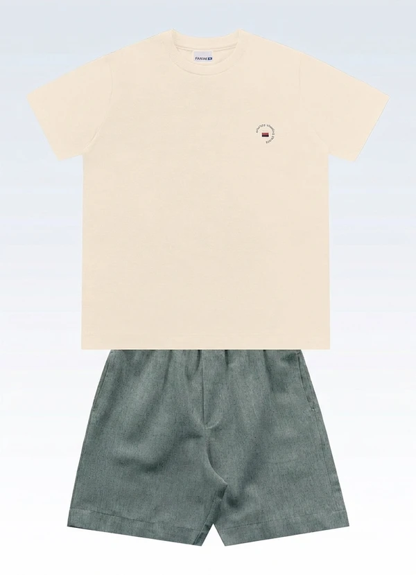 Fakini Kids - Conjunto Camiseta e Bermuda Bege