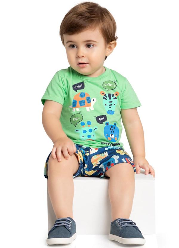 Marlan - Conjunto Camiseta e Bermuda Best Friends Verde