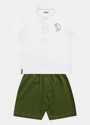 Fakini Kids - Conjunto Camiseta e Bermuda Branco - FAKINI KIDS
