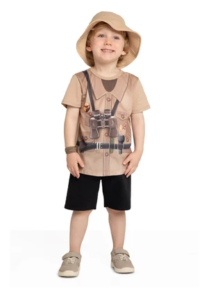 Marlan - Conjunto Camiseta e Bermuda + Bucket Marrom - MARLAN