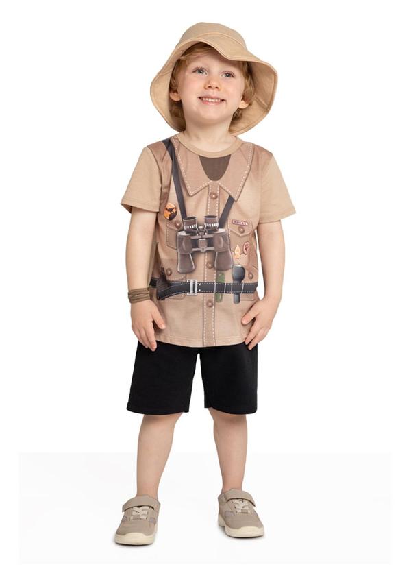 Marlan - Conjunto Camiseta e Bermuda + Bucket Marrom