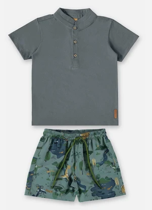 Up Baby - Conjunto Camiseta e Bermuda Cinza - UP BABY