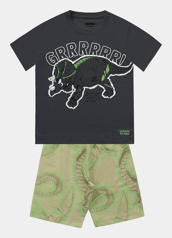 Fakini Kids - Conjunto Camiseta e Bermuda Cinza
