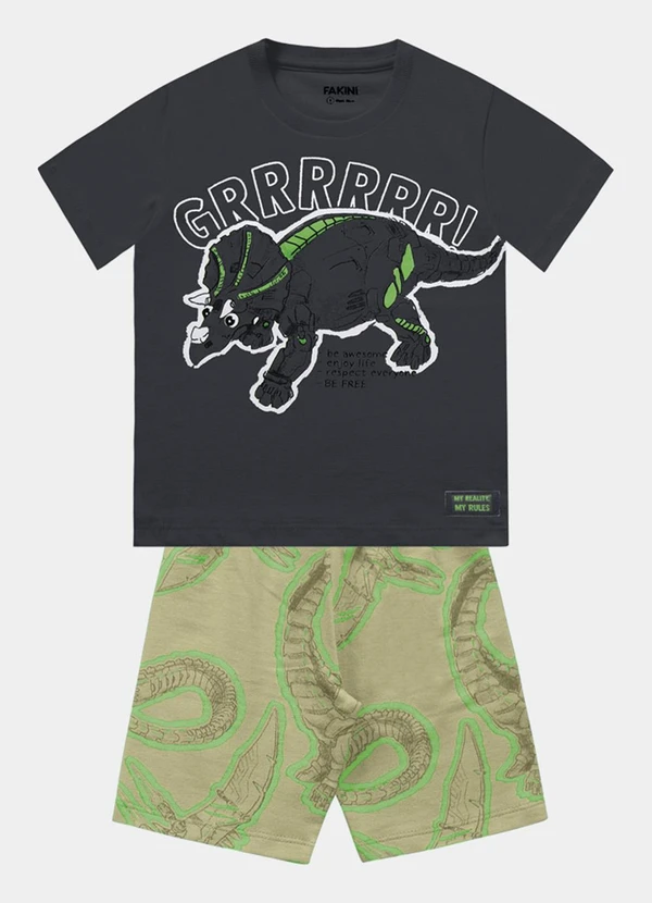 Fakini Kids - Conjunto Camiseta e Bermuda Cinza