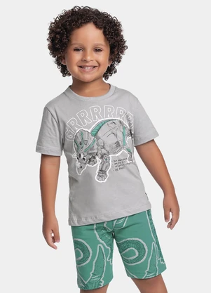 Fakini Kids - Conjunto Camiseta e Bermuda Cinza - FAKINI KIDS
