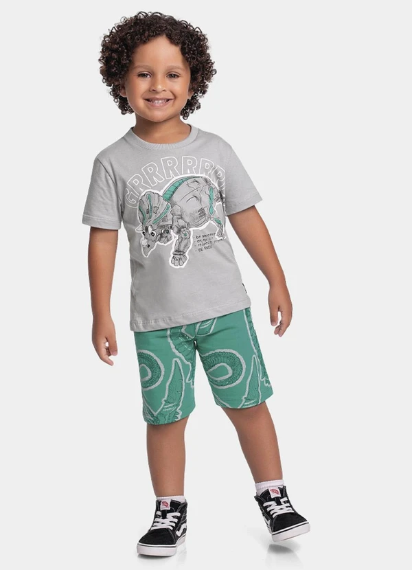 Fakini Kids - Conjunto Camiseta e Bermuda Cinza