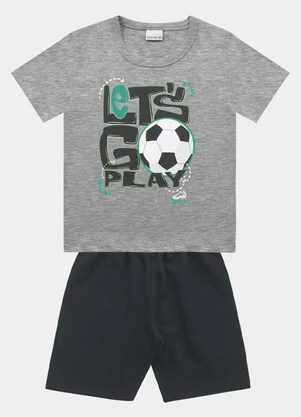 Fakini Kids - Conjunto Camiseta e Bermuda Cinza - FAKINI KIDS