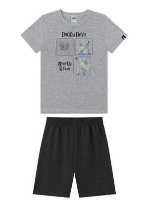 Marlan - Conjunto Camiseta e Bermuda Cinza - MARLAN