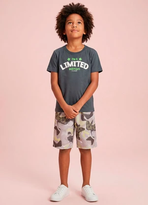 Fakini Kids - Conjunto Camiseta e Bermuda Cinza - FAKINI KIDS