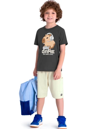 Ddk - Conjunto Camiseta e Bermuda Cinza - DDK