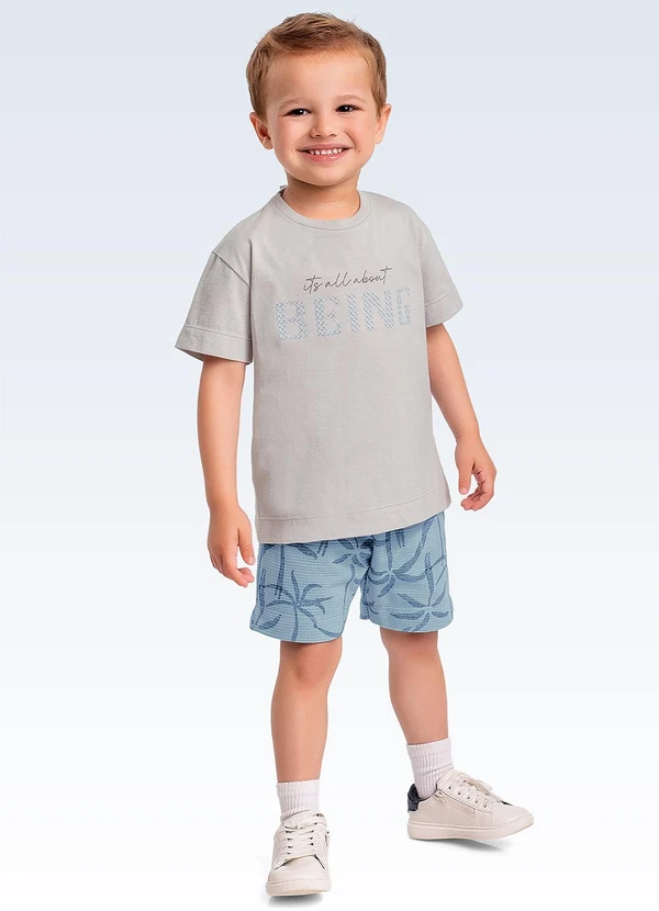 Fakini Kids - Conjunto Camiseta e Bermuda Cinza