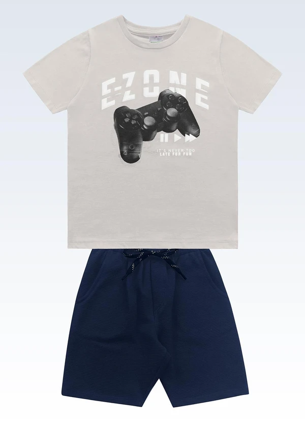 Fakini Kids - Conjunto Camiseta e Bermuda Cinza