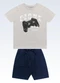 Fakini Kids - Conjunto Camiseta e Bermuda Bege - variação: Cinza
