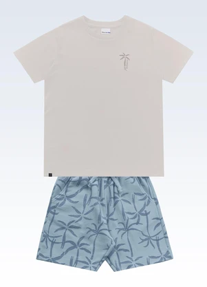 Fakini Kids - Conjunto Camiseta e Bermuda Cinza - FAKINI KIDS