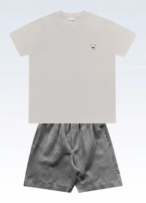 Fakini Kids - Conjunto Camiseta e Bermuda Cinza - FAKINI KIDS