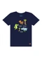 Ddk - Conjunto Camiseta e Bermuda Dino Vermelho - variação: Azul