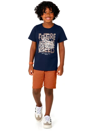 Marlan - Conjunto Camiseta e Bermuda com Bolso Azul - MARLAN