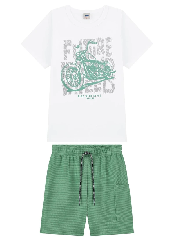 Marlan - Conjunto Camiseta e Bermuda com Bolso Branco