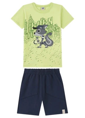 Marlan - Conjunto Camiseta e Bermuda com Bolso Verde - MARLAN