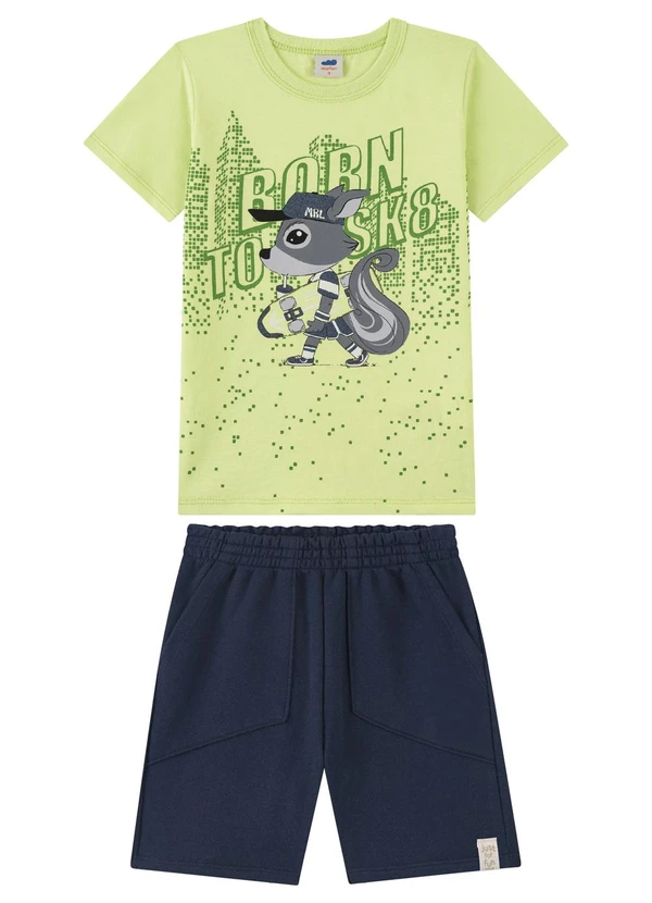 Marlan - Conjunto Camiseta e Bermuda com Bolso Verde