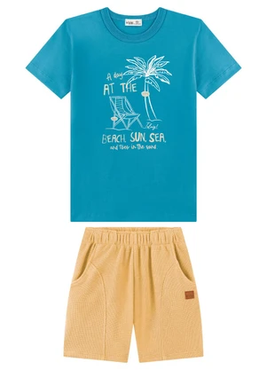 Ioluig - Conjunto Camiseta e Bermuda com Bolsos Azul - IOLUIG
