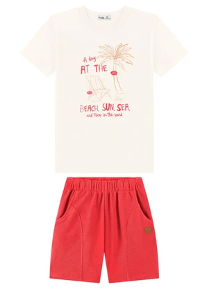 Ioluig - Conjunto Camiseta e Bermuda com Bolsos Bege - IOLUIG