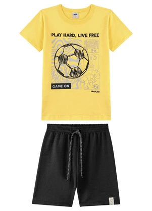 Marlan - Conjunto Camiseta e Bermuda com Cadarço Amarelo - MARLAN