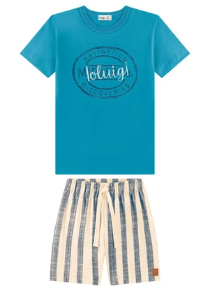 Ioluig - Conjunto Camiseta e Bermuda com Cadarço Azul - IOLUIG