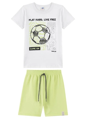 Marlan - Conjunto Camiseta e Bermuda com Cadarço Branco - MARLAN