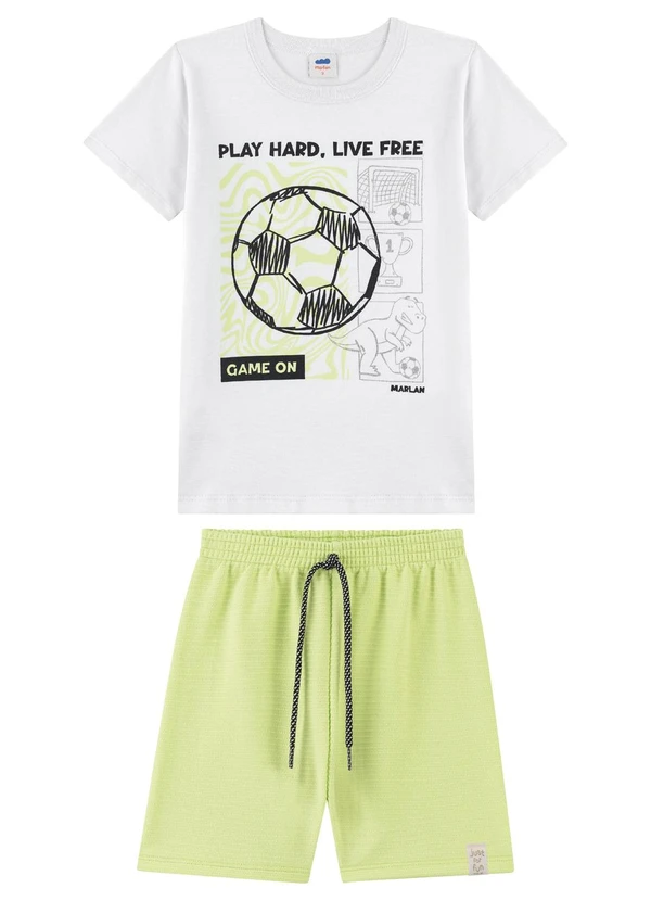 Marlan - Conjunto Camiseta e Bermuda com Cadarço Branco