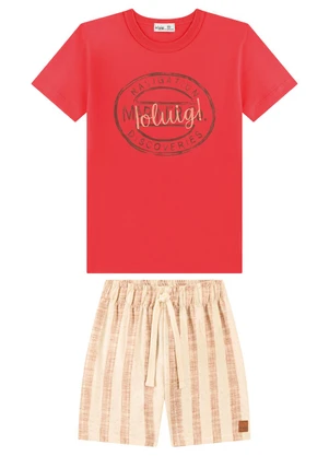 Ioluig - Conjunto Camiseta e Bermuda com Cadarço Vermelho - IOLUIG