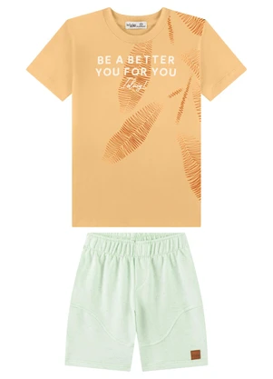 Ioluig - Conjunto Camiseta e Bermuda com Linho Bege - IOLUIG