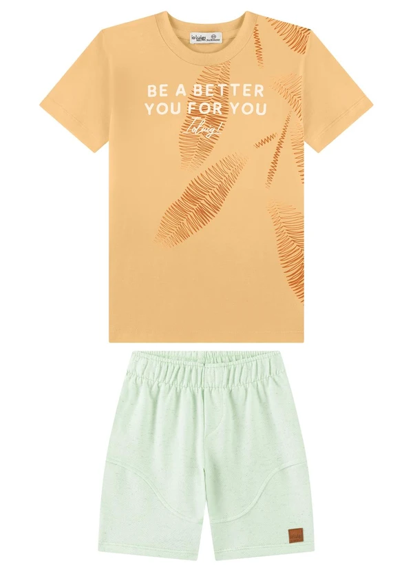 Ioluig - Conjunto Camiseta e Bermuda com Linho Bege