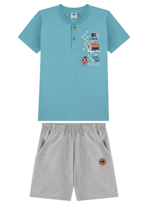 Marlan - Conjunto Camiseta e Bermuda de Sarja Azul - MARLAN