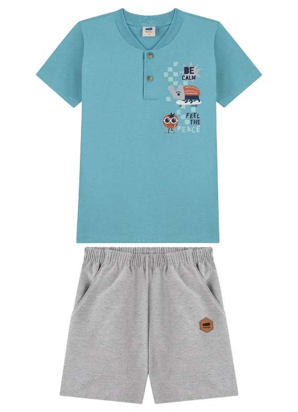 Marlan - Conjunto Camiseta e Bermuda de Sarja Azul