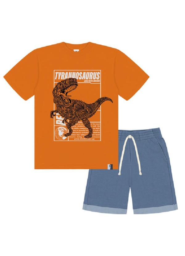 Abrange - Conjunto Camiseta e Bermuda Dino Multicores