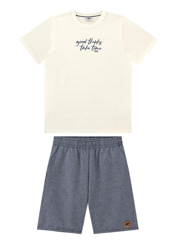 Marlan - Conjunto Camiseta e Bermuda Ecotex Lisa Bege