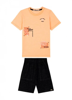 Ioluig - Conjunto Camiseta e Bermuda em Dupla Laranja - IOLUIG