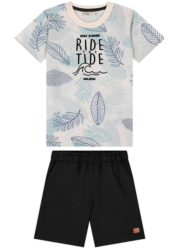 Ioluig - Conjunto Camiseta e Bermuda em Gorgurinho Azul 2
